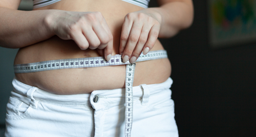 Fat,Female,Belly,Measures,With,Tape,,Overweight,Body